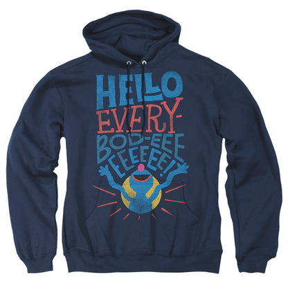 Sesame Street Grover Hello Everybody Mens Hoodie Navy