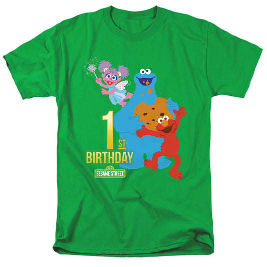 Sesame Street 1St Birthday Mens T Shirt Kelly Green