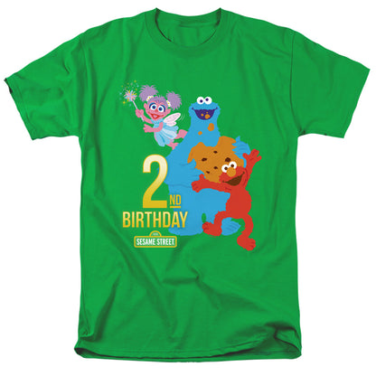 Sesame Street 2Nd Birthday Mens T Shirt Kelly Green Officially Licensed
