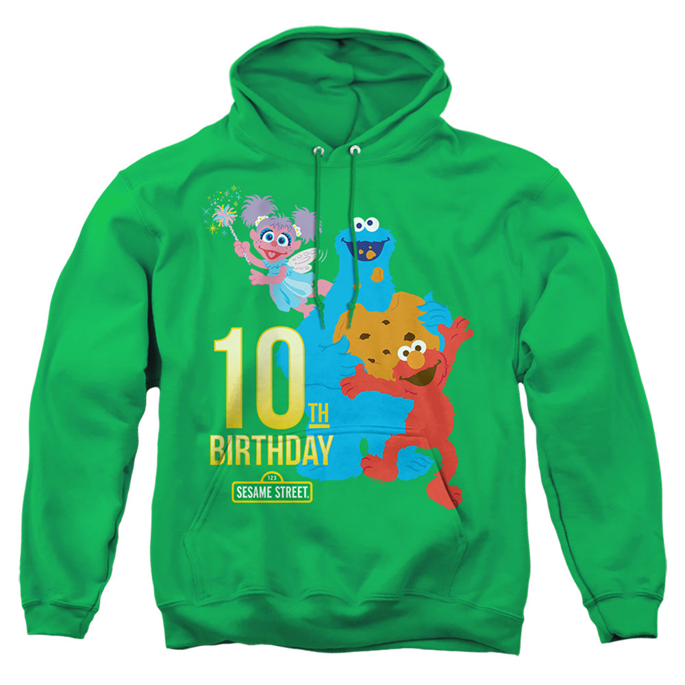 Sesame Street 10Th Birthday Mens Hoodie Kelly Green