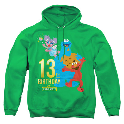 Sesame Street 13Th Birthday Mens Hoodie Kelly Green