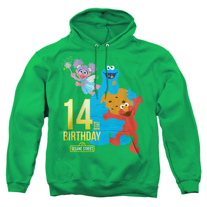 Sesame Street 14Th Birthday Mens Hoodie Kelly Green