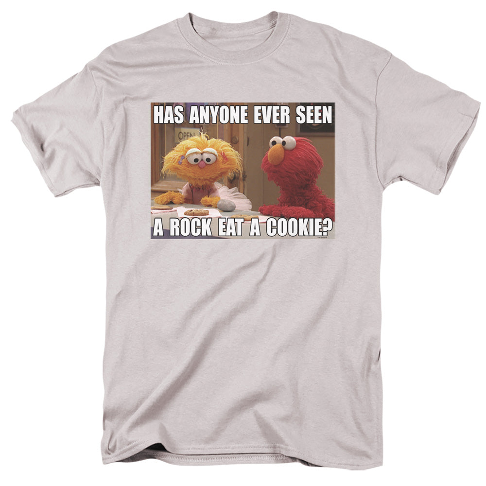 Sesame Street Rock Eat A Cookie Mens T Shirt Silver