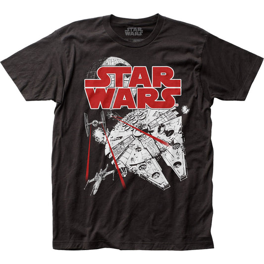 Star Wars Space Fight Mens T Shirt Black