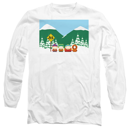 South Park Bus Stop Mens Long Sleeve Shirt White Officially Licensed