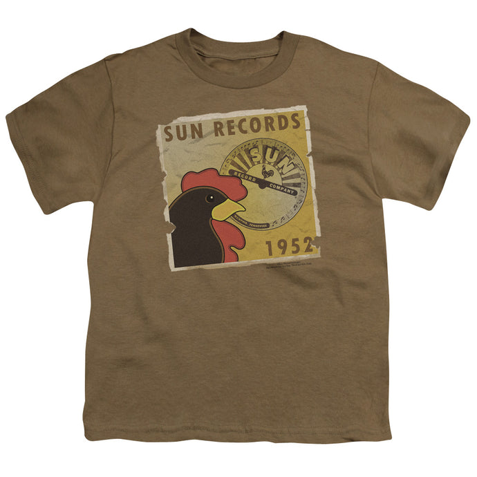 Sun Records Distressed Rooster Poster Kids Youth T Shirt Safari Green