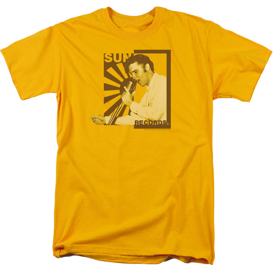 Sun Sun Records Slvis On The Mic Mens T Shirt Gold