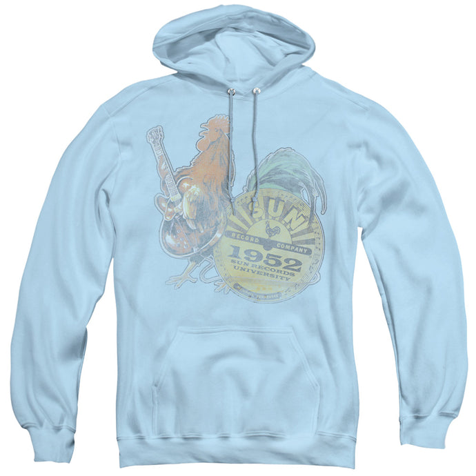 Sun Records Rockin Rooster Mens Hoodie Light Blue