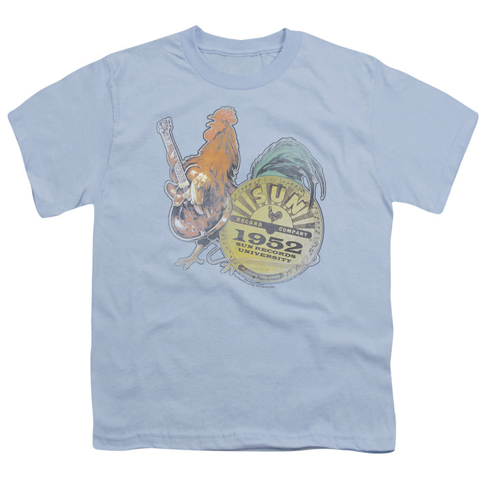 Sun Records Rockin Rooster Kids Youth T Shirt Light Blue