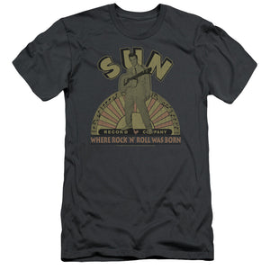 Sun Records Original Son Slim Fit Mens T Shirt Charcoal