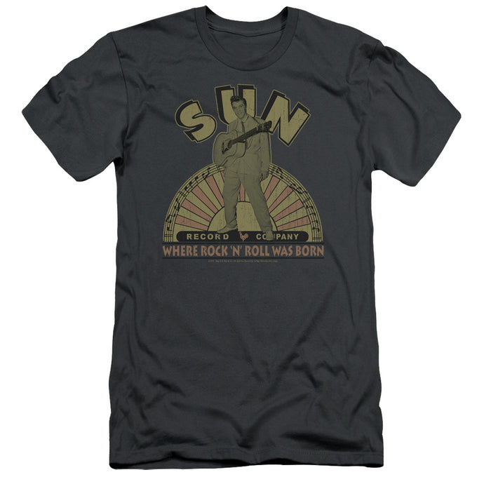 Sun Records Original Son Slim Fit Mens T Shirt Charcoal