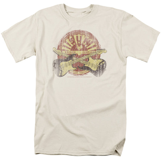 Sun Records Crossed Guitars Mens T Shirt Cream