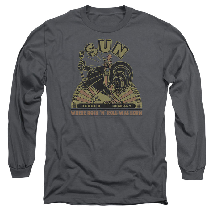 Sun Records Sun Rooster Mens Long Sleeve Shirt Charcoal