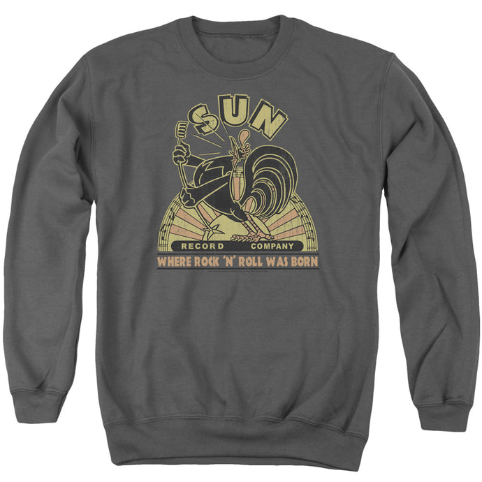 Sun Records Sun Rooster Mens Crewneck Sweatshirt Charcoal
