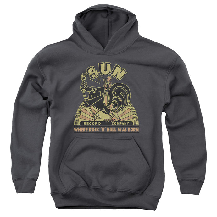 Sun Records Sun Rooster Kids Youth Hoodie Charcoal