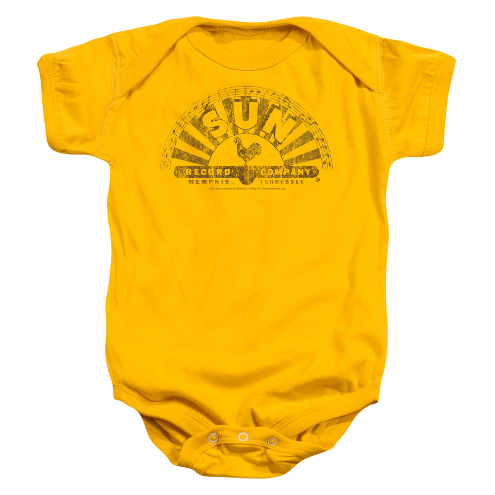 Sun Records Worn Logo Infant Baby Snapsuit Gold