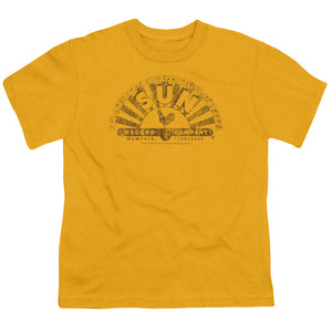 Sun Records Worn Logo Kids Youth T Shirt Gold