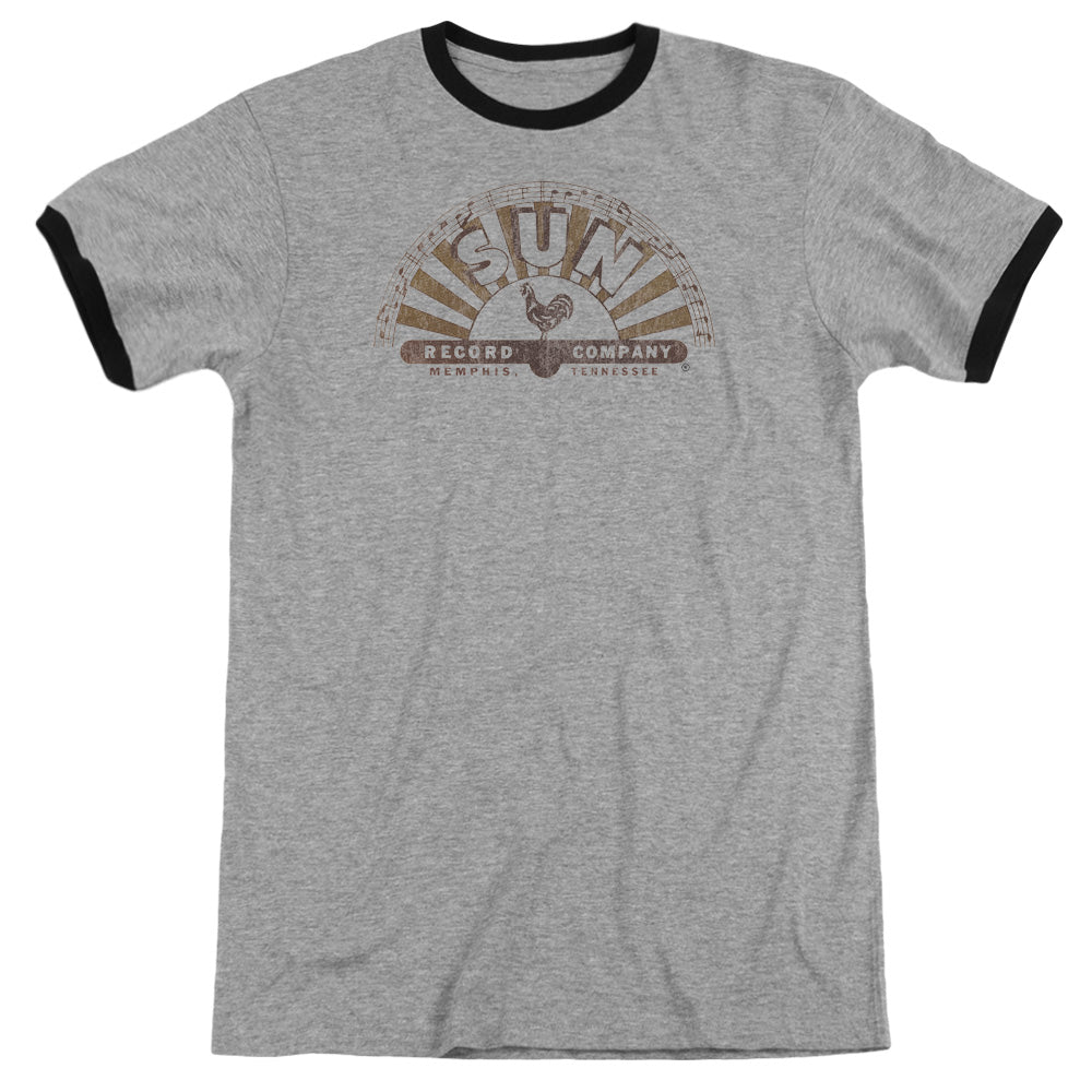 Sun Records Worn Logo Heather Ringer Mens T Shirt Black