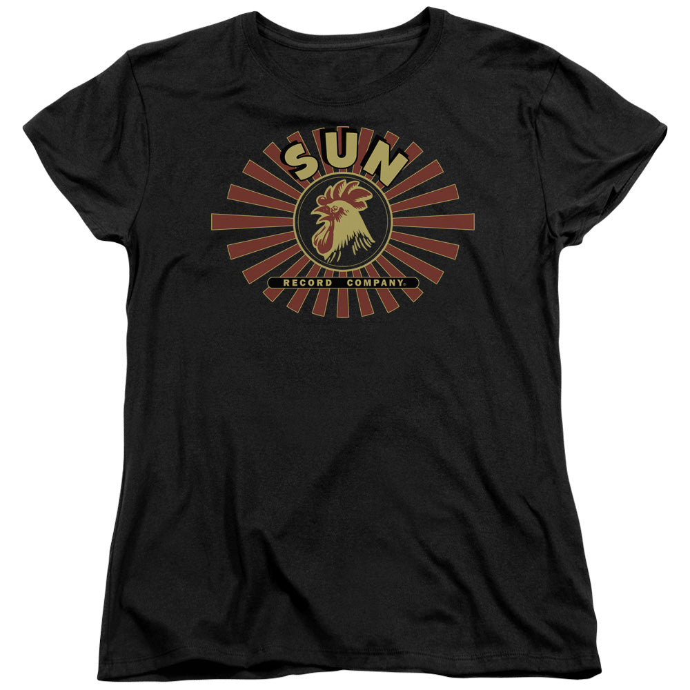 Sun Records Sun Ray Rooster Womens T Shirt Black