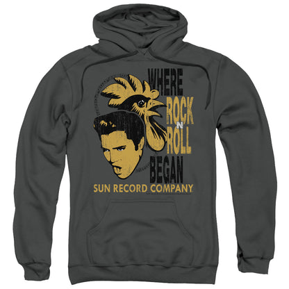 Sun Elvis And Rooster Mens Hoodie Charcoal