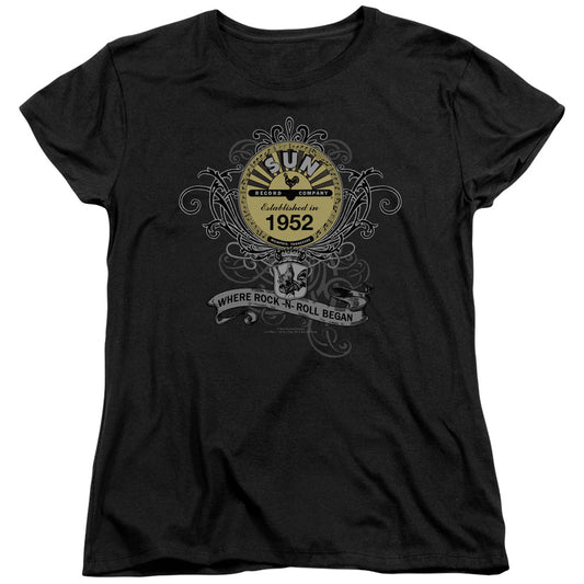 Sun Records Rockin Scrolls Womens T Shirt Black