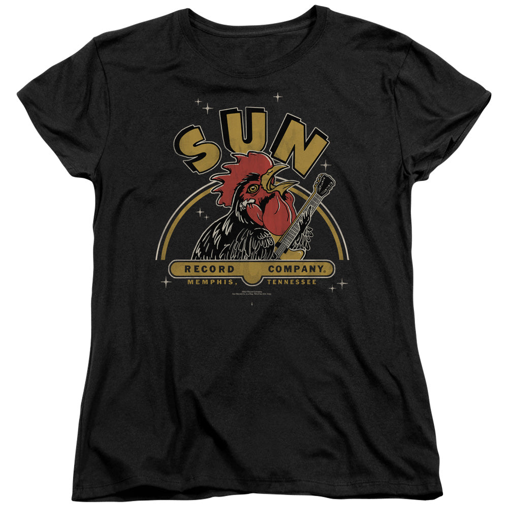 Sun Records Rocking Rooster Womens T Shirt Black