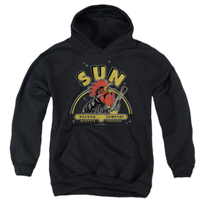 Sun Records Rocking Rooster Kids Youth Hoodie Black