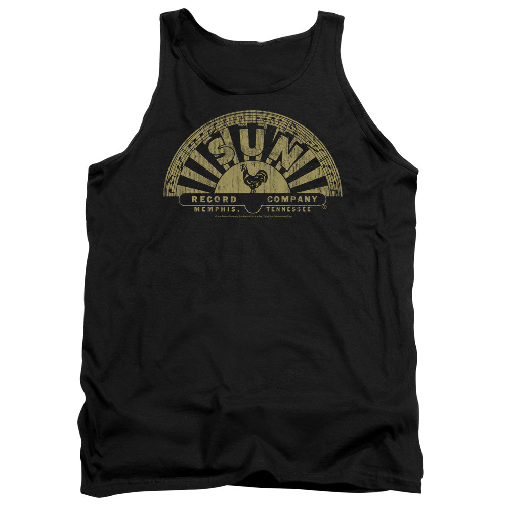 Sun Records Tattered Logo Mens Tank Top Shirt Black