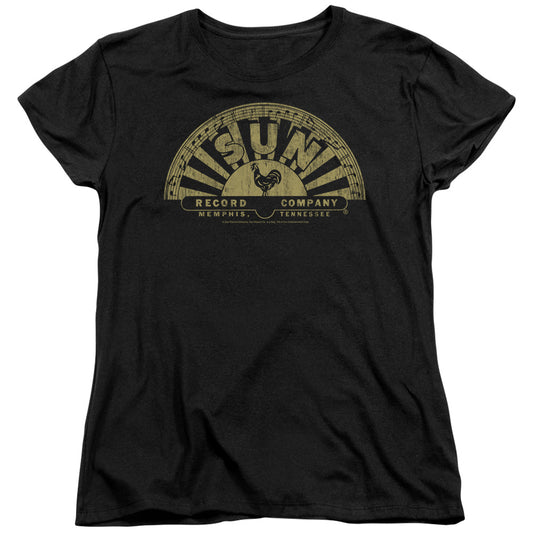 Sun Records Tattered Logo Womens T Shirt Black