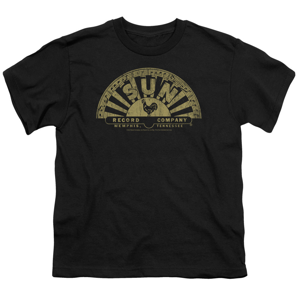 Sun Records Tattered Logo Kids Youth T Shirt Black