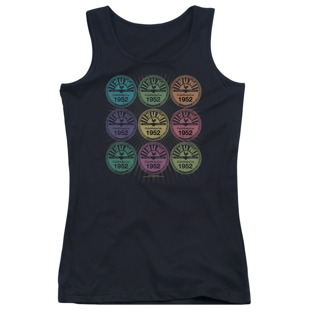 Sun Records Rocking Color Block Womens Tank Top Shirt Black