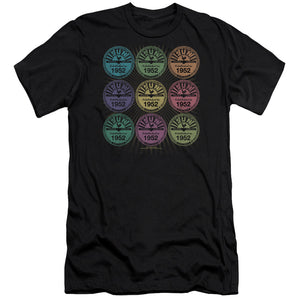 Sun Records Rocking Color Block Premium Bella Canvas Slim Fit Mens T Shirt Black