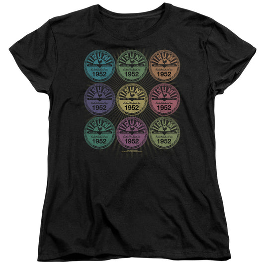 Sun Records Rocking Color Block Womens T Shirt Black