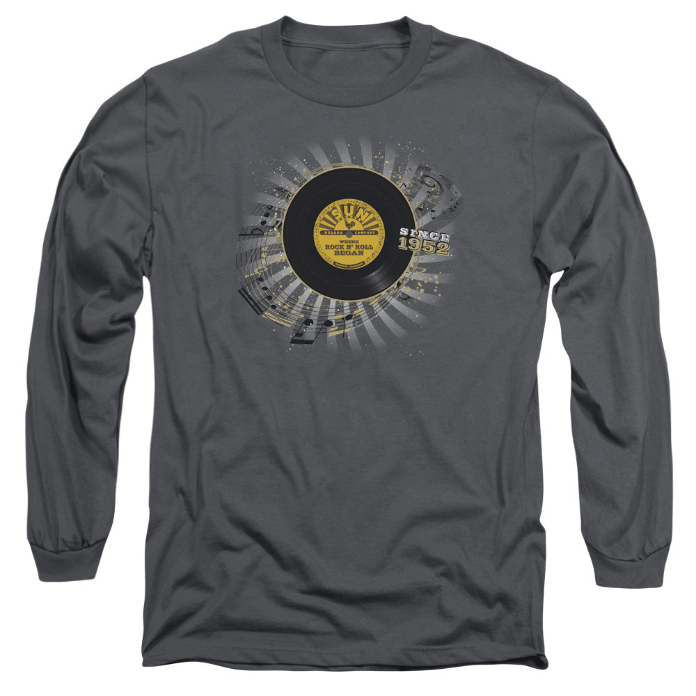 Sun Records Established Mens Long Sleeve Shirt Charcoal