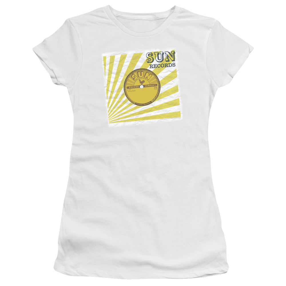 Sun Records Fourty Five Junior Sheer Cap Sleeve Womens T Shirt White