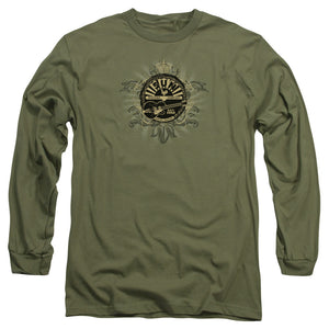 Sun Records Rock Heraldry Mens Long Sleeve Shirt Military Green