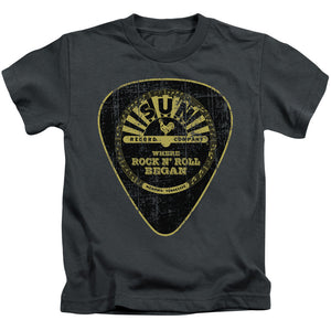 Sun Records Guitar Pick Juvenile Kids Youth T Shirt Charcoal