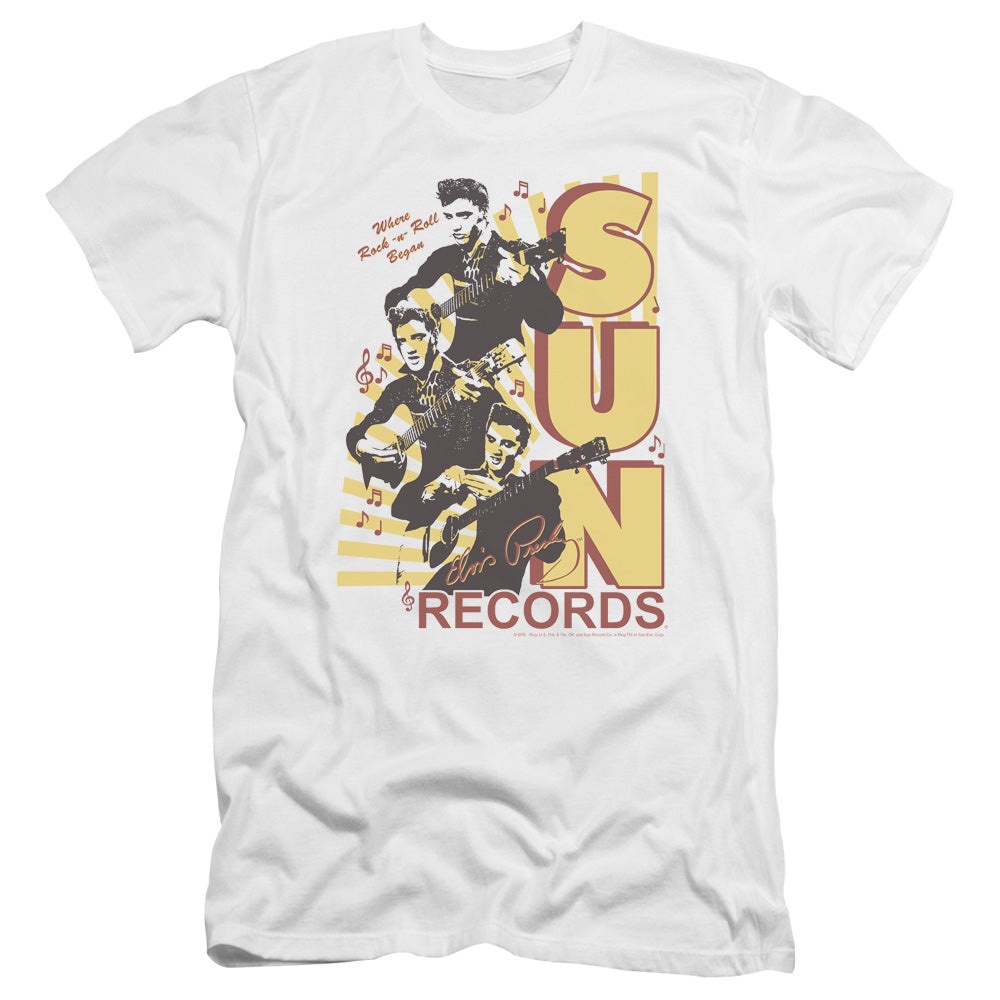 Sun Records Tri Elvis Premium Bella Canvas Slim Fit Mens T Shirt White