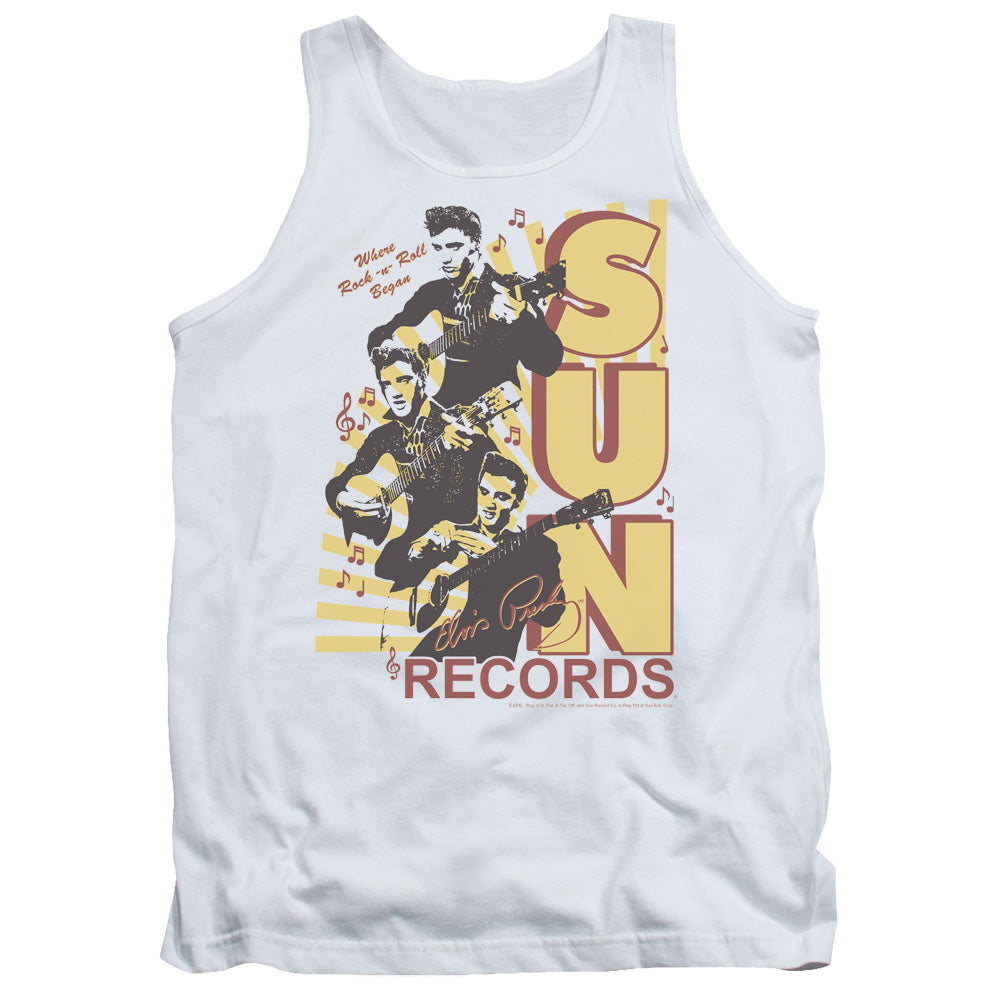 Sun Records Tri Elvis Mens Tank Top Shirt White