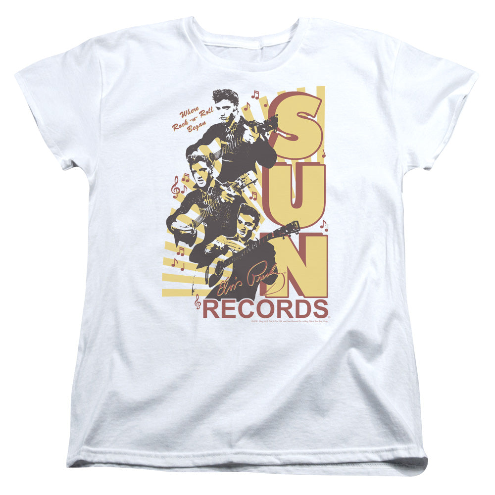 Sun Records Tri Elvis Womens T Shirt White