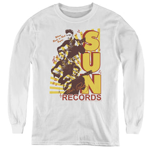 Sun Records Tri Elvis Long Sleeve Kids Youth T Shirt White