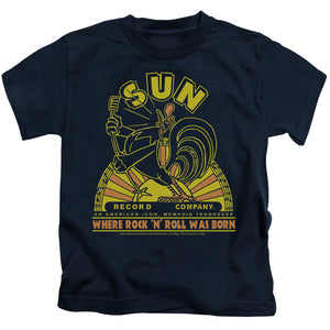 Sun Records Rooster Juvenile Kids Youth T Shirt Navy Blue