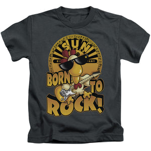 Sun Records Born To Rock Juvenile Kids Youth T Shirt Charcoal