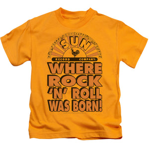 Sun Records Where Rock Was Born Juvenile Kids Youth T Shirt Gold