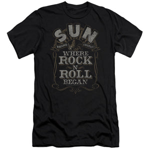 Sun Records Where Rock Began Slim Fit Mens T Shirt Black