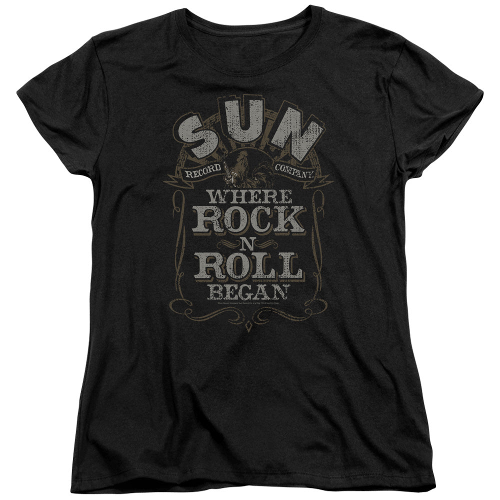 Sun Records Where Rock Began Womens T Shirt Black