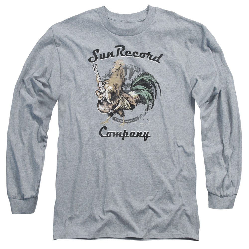 Sun Records Rockin Rooster Logo Mens Long Sleeve Shirt Athletic Heather