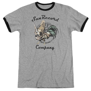 Sun Records Rockin Rooster Logo Heather Ringer Mens T Shirt Gray