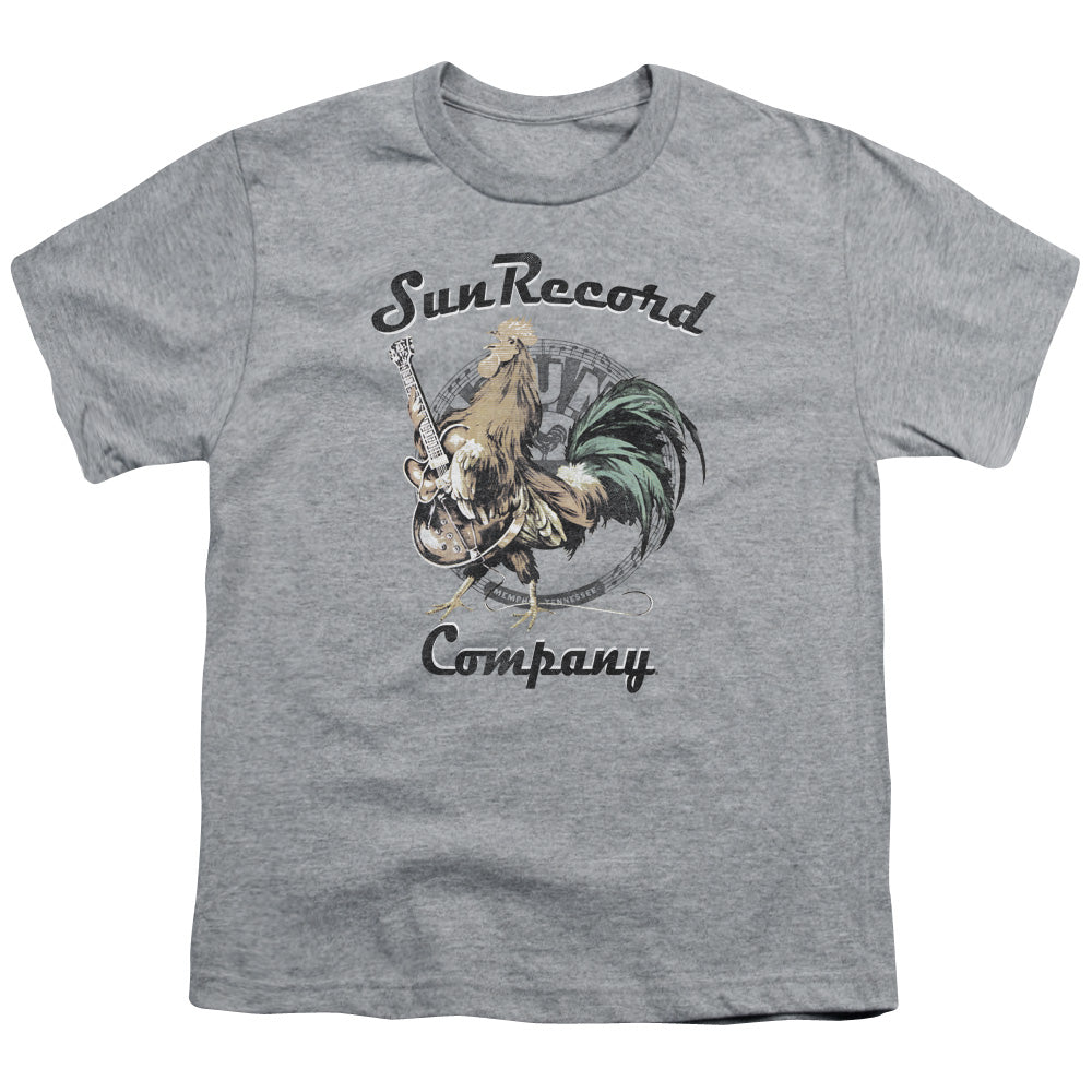 Sun Records Rockin Rooster Logo Kids Youth T Shirt Athletic Heather