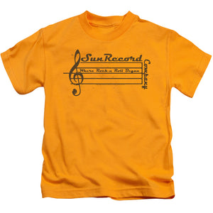 Sun Records Music Staff Juvenile Kids Youth T Shirt Gold